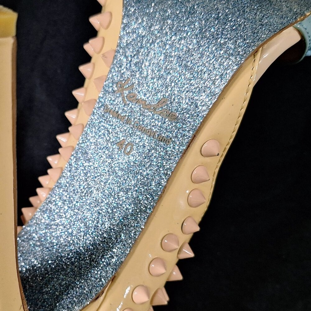 Kandee Girl BiColor Nude Blue Spiky Heels (like Christian Louboutin) 9 US 40 EU - Picture 9 of 9